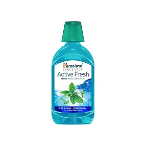 3434himalaya active fresh mint mouthwash 215ml-no alcohol-whiter teethfresh breath12hr germ protection3434