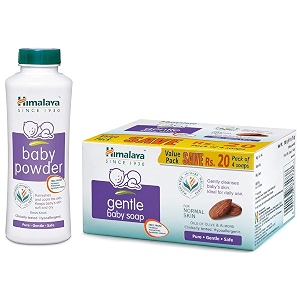 himalaya gentle baby soap value pack 4  75g amp baby powder 400g multicolor