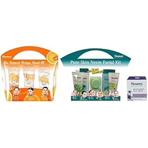 himalaya pure skin neem facial kit with face massager amp himalaya tan removal orange facial kit 150 ml pack of 3 amp himalaya herbals revitalizing night cream 50g