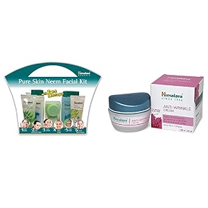 himalaya pure skin neem facial kit with face massager and himalaya herbals anti-wrinkle cream 50g