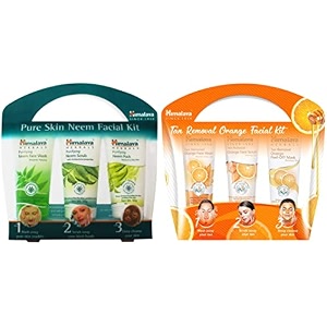 himalaya pure skin neem facial kit facewash 50ml scrub 50g amp face pack 50g and himalaya tan removal orange facial kit tan removal orange peel-off mask face scrub face wash 150 ml pack of 3