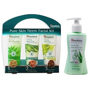 himalaya pure skin neem facial kit facewash 50ml scrub 50g amp face pack 50g and himalaya moisturizing aloe vera face wash 200ml