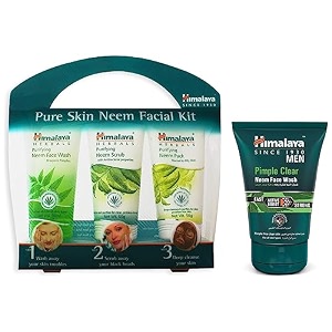 himalaya pure skin neem facial kit facewash 50ml scrub 50g amp face pack 50g and himalaya men pimple clear neem face wash 100ml