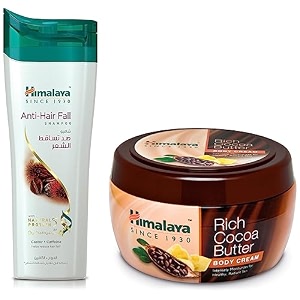 himalaya rich cocoa butter body cream 200ml amp herbals anti hair fall shampoo 400ml