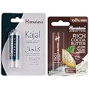 Himalaya Rich Cocoa Butter Lip Care Lip Balm, 4.5g - Natural & Himalaya Herbals Kajal, Black, 2.7g (Packaging may Vary)
