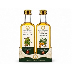 himalayan firefly apricot kernel and walnut oil combo  cold pressed unrefined blend for skin hair face body care  lightweight massage oil  pack of 2  100 ml each