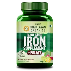 himalayan organics plant based iron with folate veg capsules natural 120 count amp himalayan organics spirulina 2000mg per serving - 120 veg capsules