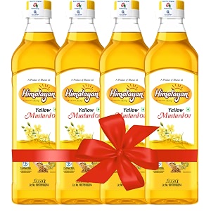 Himalayan Yellow Mustard Oil (Fortified with vitamin A and D), 1 Litre(Pack of 4)