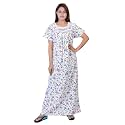 Women39s Cotton Block Print Knee Length Nighty
