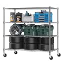 Himimi 4 Tier Wire Shelving with Wheels Heavy Duty Height Adjustable Metal Shelves for Storage, Commercial Grade Steel Utility Wire Rack for Kitchen Garage Pantry Organization-24×48×72, Silver