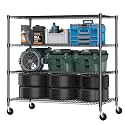 Himimi 4 Tier Wire Shelving with Wheels Heavy Duty Height Adjustable Metal Shelves for Storage, Commercial Grade Steel Utility Wire Rack for Kitchen Garage Pantry Organization-24×48×72, Black