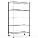 Himimi 5-Tier Heavy Duty Steel Wire Rack Storage Shelving, Adjustable Metal Storage Shelves with Wheels, 82''H Wire Shelf for Kitchen Garage Basement Pantry Organization, 18" D×36" W×82" H-Black