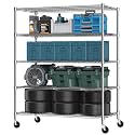 Himimi 5 Tier Wire Shelving with Wheels Heavy Duty Height Adjustable Metal Shelves for Storage, Commercial Grade Steel Utility Wire Rack for Kitchen Garage Pantry Organization-24×48×82, Silver