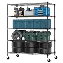 Himimi 5 Tier Wire Shelving with Wheels Heavy Duty Height Adjustable Metal Shelves for Storage, Commercial Grade Steel Utility Wire Rack for Kitchen Garage Pantry Organization-24×48×82, Black