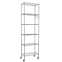 Himimi 6-Tier Wire Shelving Unit with Wheels - Adjustable Metal Storage Rack for Garage, Kitchen, Office, Pantry - Easy Assembly, Rolling Steel Shelves with Stainless Side Hooks, Silver Grey