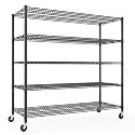Himimi Storage Shelves 60"W Wire Shelving with Wheels 3250LBS Heavy Duty Metal Shelves for Storage, 5-Tier Adjustable Wire Rack Shelving Garage Shelving Kitchen Storage Shelves 24"Dx60"Wx82"H, Black