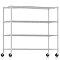 Himimi Storage Shelves 60"W Wire Shelving with Wheels 2600LBS Heavy Duty Metal Shelves for Storage, 4-Tier Adjustable Wire Rack Shelving Garage Shelving Kitchen Storage Shelves 24"Dx60"Wx72"H, Silver