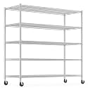 Himimi Storage Shelves with Wheels, 5-Tier Heavy Duty Steel Wire Rack Storage Shelving, Adjustable Metal Storage Shelves for Garage Kitchen Pantry Bathroom Laundry 18" D*60" W*82" H, Silver