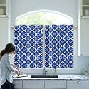 HIMS Ring Design Eyelet Polyester Window Curtains,Rod Pocket Short Small Window Curtains 5 feet for Window (Width 46 Inch X Length60 Inch) - Pack of 2 Piece Blue