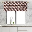 HIMS Ring Design Washroom/Kitchen Window Curtains,Rod Pocket Short Small Window Curtains 1.5 feet for Kitchen (Width 46 Inch X Length 18 Inch) Brown