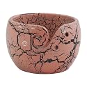 Premium Solid Dark Handmade Crafted Wooden Portable - Antique Yarn Storage Bowl - Holder for Knitting Crochet Hook Accessories (6" x 6" x 4", Pink Crack)