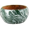 Wooden Yarn Bowl for Knitting & Crochet – Handmade Rosewood Yarn Holder with Spiral Cut, Tangle-Free Yarn Storage, 6x6x3 Inch, Green Waves Design, Knitting Accessories Gift by Hind Handicrafts