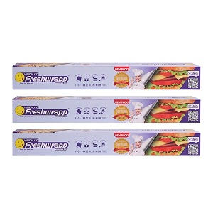 hindalco eco-friendly freshwrapp aluminium foilaluminium foil paperfoil paper for kitchendisposablefood parcelfresh food33 gm and 50 extra free inside_silver-combo pack of 3 3317003
