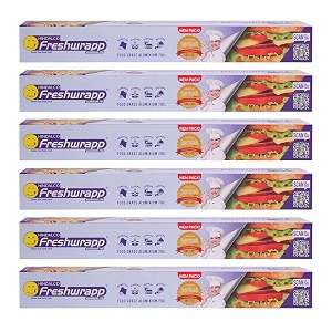 hindalco freshwrapp aluminium foil 33 grams  17 grams 11microns pack of 6  food packing  wrapping storing and serving