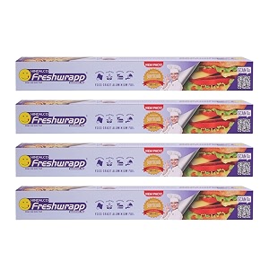 hindalco freshwrapp aluminium foil 33 grams  17 grams 11microns pack of 4  food packing  wrapping storing and serving