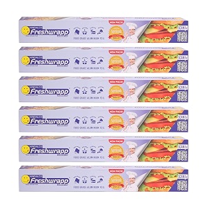 hindalco freshwrapp aluminium foil 9 meters 11microns pack of 6  food packing  wrapping storing and serving