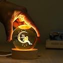 HindCraft 3D Crystal Ball Night Lamp – Mothers Day Gift with Engraved Astronaut Design | USB LED Wooden Base Table Lamp for Study Room, Bedroom &amp; Office | Gift for Teens &amp; Adults