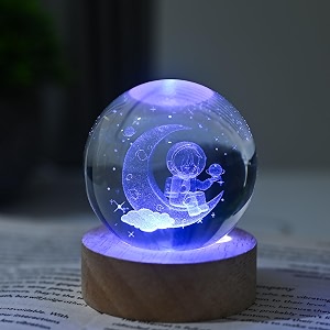 hindcraft astronaut moon led lamp with rgb color change  unique night light for bedroom office and home decor gift