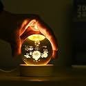 HindCraft 3D Crystal Ball Night Lamp – Mothers Day Gift with Engraved Astronaut Design | USB LED Wooden Base Table Lamp for Study Room, Bedroom &amp; Office | Gift for Teens &amp; Adults