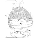 Hindoro Rattan Wicker Wrought Iron Two Seater Swing Chair with Powder Coated Stand &amp; Cushion || Double Hammock Swing for Adults &amp; Kids || Outdoor || Indoor || Balcony (King, Gold)