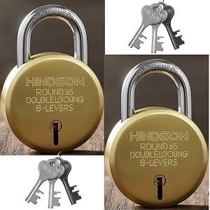 hindson lock and keys door lock for home round 65 padlock with 3 keys double locking 8 lever gate shop shutter gold finish 65mm steel pack of 2