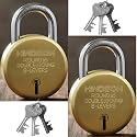 HINDSON Lock and Keys Door Lock for Home Round 65 Padlock with 3 Keys Double Locking 8 Lever gate, Shop Shutter Gold Finish (65mm, Steel, Pack of 2)