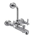 Hindware F110019CP Immacula Wall Mixer Wall Mixer 3 in 1 Provision for Over Head Shower with 115Mm Long Bend Pipe & Flange (Chrome)