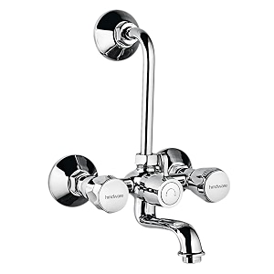 hindware f200020cp wall mixer with provision for overhead shower with 115mm long bend pipe classik with chrome finish brass  12-year manufacturer warranty