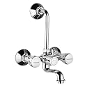 Hindware F200020CP Wall Mixer with Provision for Overhead Shower with 115mm Long Bend Pipe (Classik) with Chrome Finish, Brass | 12-Year Manufacturer Warranty