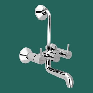 hindware f280018cp brass ingots polished wall mixer with provision for overhead shower with 115mm long bend pipe flora with chrome finish  12-year manufacturer warranty