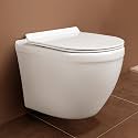 Hindware Italian Collection Pearl Western Commode for Bathroom | Made of Ceramic | S-220 Trap | Duroplast Seat | Rimless | Soft Close Feature | Star White | Oval Shape | Wall Mount | 10-Year Warranty