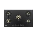 Hindware HAZEL 5B 86 | Full Brass Burner | Auto Ignition | Flame Guard Round Pan Support | Metal Knobs | 8 mm Toughened glass | Hob 5 Burners (Black)