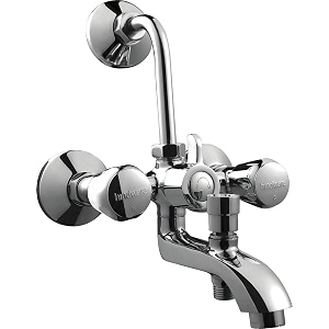 hindware f330022cp 3-in-1 wall mixer for bathroom  made of brass  comes with l-bend for overhead shower  tip-ton for handshower  contessa plus