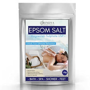 hindya ayurvedic luxury epsom saltpain relieffootbath saltepson saltmagnesium sulphateliver cleansingfeet painsea salt for bathingbathing salt 1kg