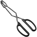 HINMAY 10" Stainless Steel Scissor Tongs with Comfort-Grip Handle (Black)