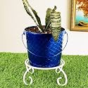 HINS Metal Bucket Round Shape Flower Plant Pot with Stand Metal Pots for Indoor Plant I Elevated Garden Planter I Raised Planter I Desk Plant I Raised Planter Box I Ascent Home