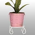 HINS Metal Bucket Round Shape Flower Plant Pot With White Stand Metal Pots For Indoor Plants I Elevated Garden Planter I Raised Planter I (pink, small set of 3) Metal Pots For Indoor Plants I Elevated Garden Planter I Raised 