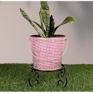 hins pink metal bucket shape flower plant pot black with stand hand plant bucket for garden and house decoration flower bucket for indoor decor amp table decor for office decoration for living room decor pot for gardening flower plant pot for indoor decor pot for gardening flower plant pot for indoor decor pot i metal designer bucket with stand i
