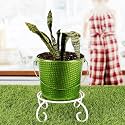 HINS Yellow Metal Bucket Round Shape Flower &amp; Plant Pot With Stand Metal Pots For Indoor Plants I Elevated Garden Planter I Raised Planter I Desk Plant I Raised Planter Box I Ascent Homes Metal Planter I Raised Planter Bo
