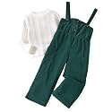 HINTINA Toddler Girl Corduroy Pinafore Overall Jumpsuit 2 Pieces Outfits